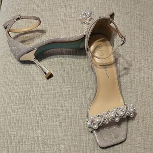 Betsey Johnson Silver Pearl Embellished Heels